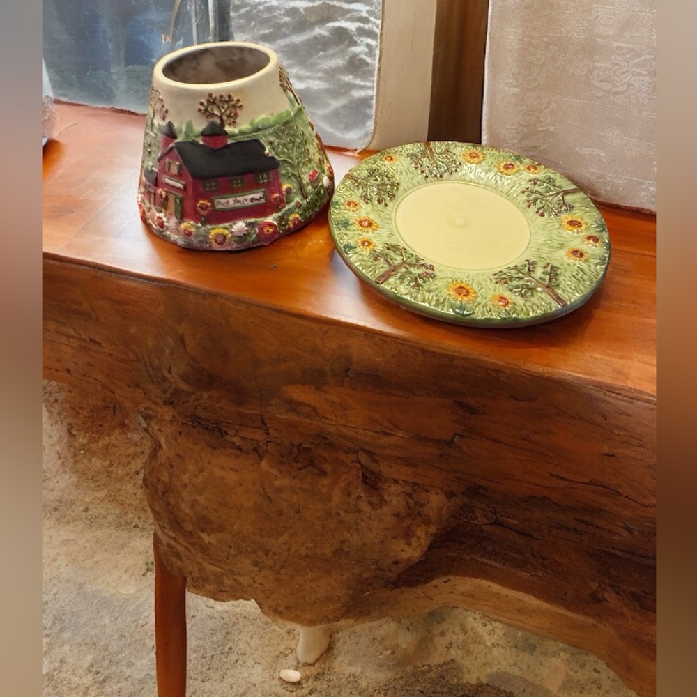 Yankee Candle Stoneware Candle Topper and Plate set Apple Valley Small,farm